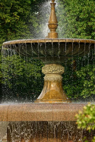 Part Marble Fountain Jets Water Drops — Stock Photo, Image