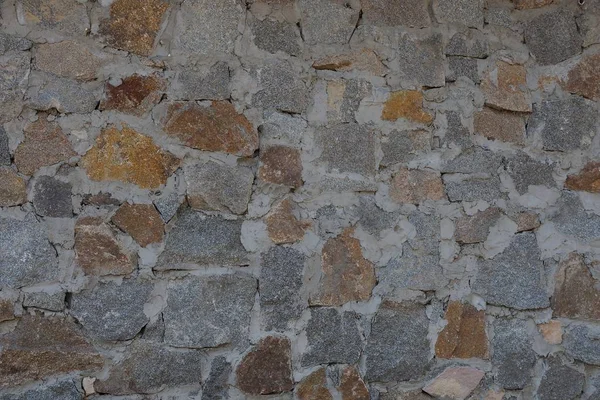 Beton Temel Duvar Kahverengi Gri Cobble Taş Doku — Stok fotoğraf