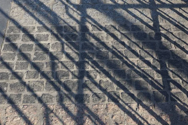Серый Камень Фон Старого Булыжника Тени Тротуаре Песке — стоковое фото
