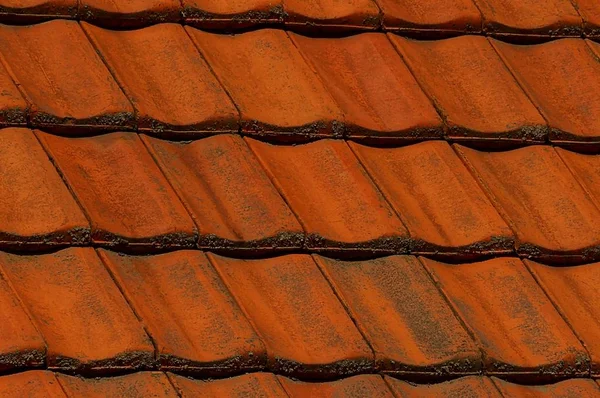 住居の屋根に帯状疱疹の赤い汚れたコーティング — ストック写真
