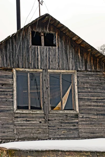 Partie Bâtiment Rural Bois Contre Ciel — Photo