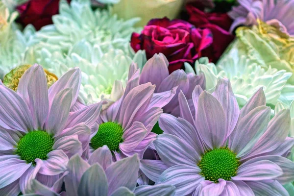 Texture Une Variété Fleurs Colorées Dans Bouquet — Photo