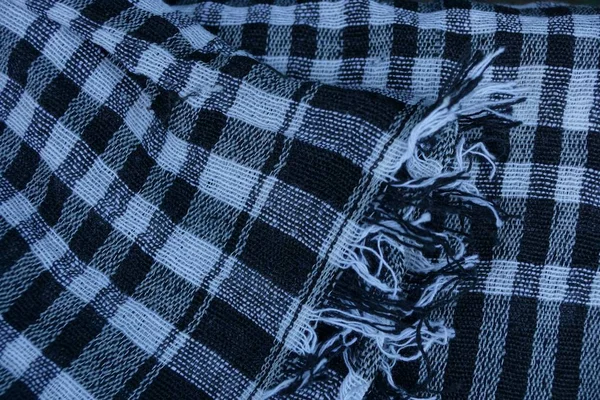 衣服のウール部分の格子模様の生地の質感 — ストック写真