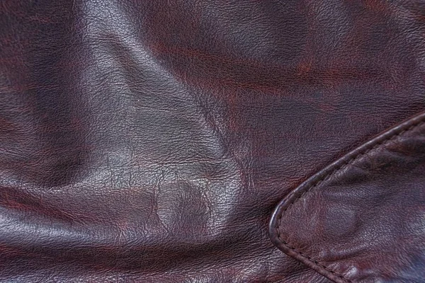 Textura Couro Marrom Uma Peça Roupa Com Uma Costura — Fotografia de Stock
