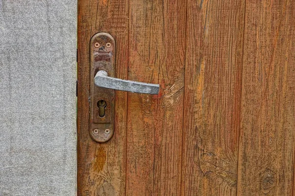 Maçaneta Porta Com Bloqueio Porta Madeira — Fotografia de Stock