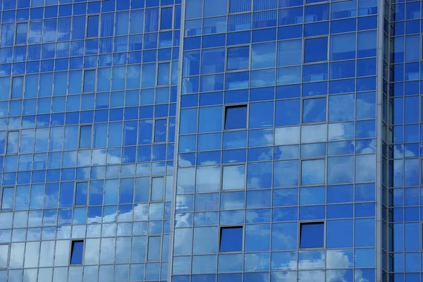 Blue Glass Texture Windows Wall Tall Building — Stock Photo, Image