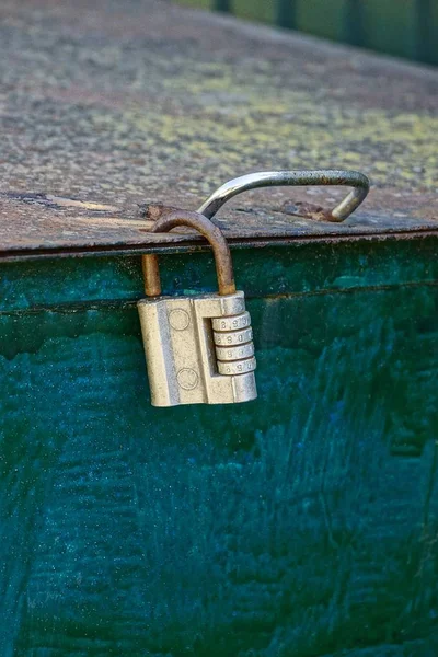 Code Padlock Old Iron Tank — Stock Photo, Image