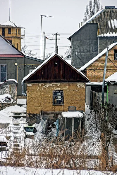 Gammalt Privat Hus Och Vinter Gård — Stockfoto