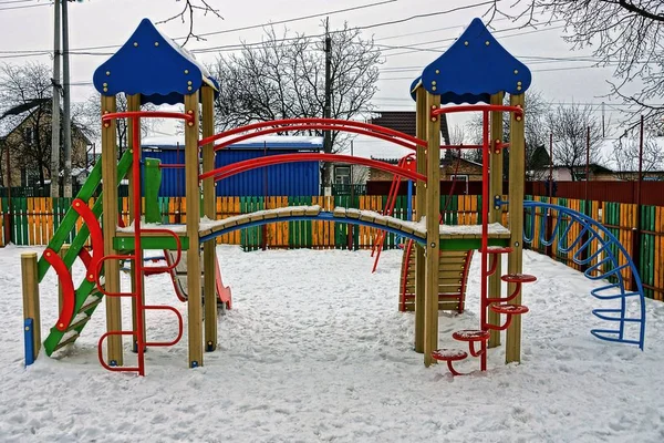 Colored Empty Playground Snow Street Royalty Free Stock Photos