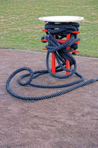 Black Sports Rope Iron Coil Edge Stadium — Stock Photo, Image