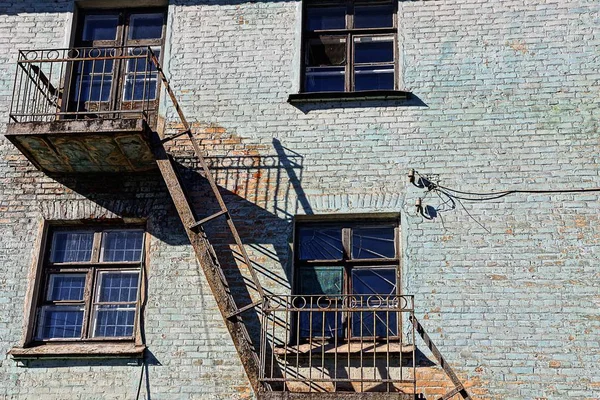 Windows Iron Staircase Old Balcony — Stock Photo, Image