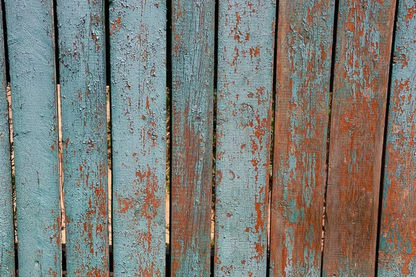 Textur Eines Farbigen Alten Zaunes Aus Holzbohlen Auf Der Straße — Stockfoto