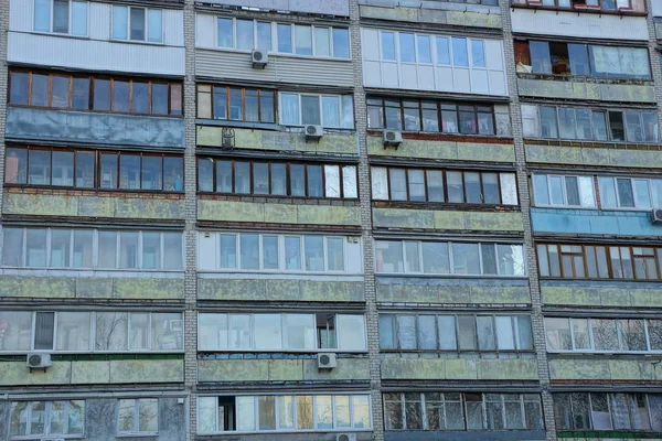Texture Old Balconies Windows Wall — Stock Photo, Image