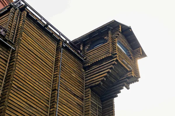 Parte Antigo Forte Madeira Com Uma Torre Uma Janela — Fotografia de Stock