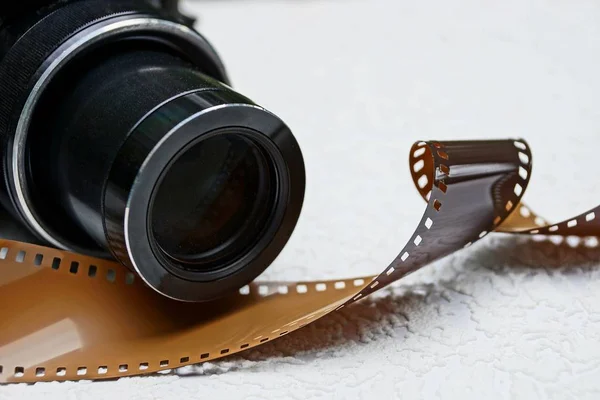Part Black Camera Brown Film — Stock Photo, Image