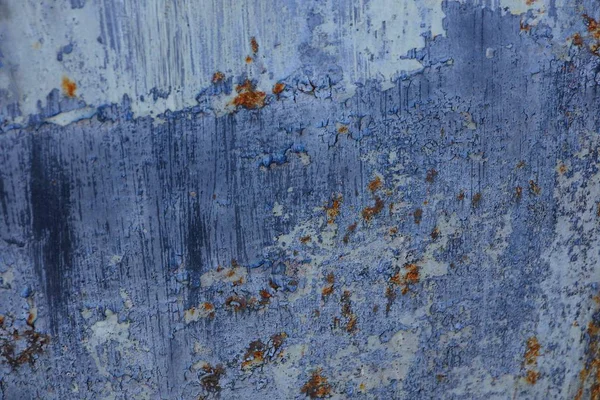 Синьо Сіра Металева Текстура Старої Іржавої Стіни Пухнастою Фарбою — стокове фото