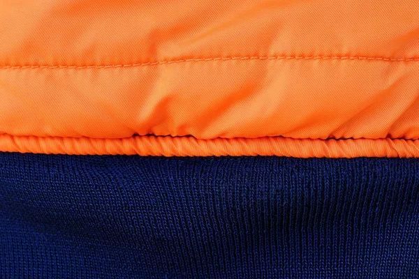 Oranje Blauwe Stof Textuur Uit Een Stuk Van Verfrommeld Materie — Stockfoto
