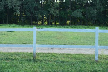 yeşil çim sokakta ahşap tahtalardan beyaz çit