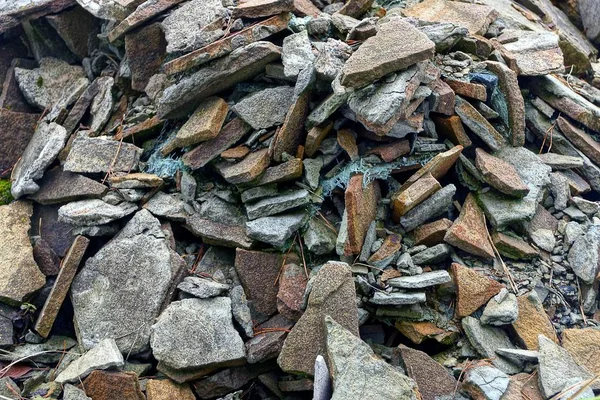 Textura Pedra Pedaços Lixo Telhas Uma Pilha Chão — Fotografia de Stock