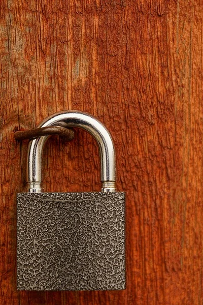 Padlock Wooden Door — Stock Photo, Image