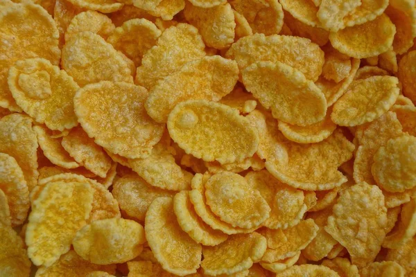 Yellow Natural Texture Pile Small Dried Corn Flakes — Stock Photo, Image