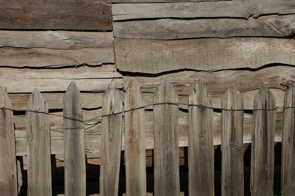Gray Wooden Texture Boards Old Fence Wall Street — Stock Photo, Image