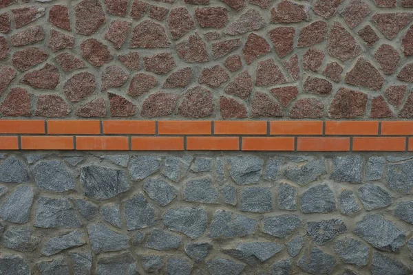 Textura Piedras Colores Adoquines Con Ladrillos Marrones Pared Valla — Foto de Stock