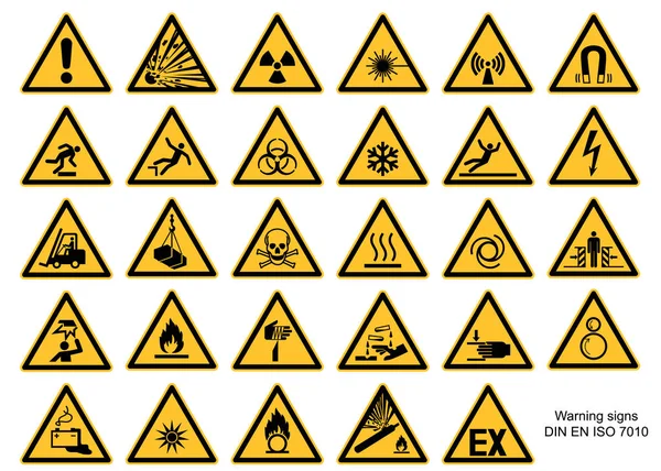 Warning Sign Collection Din 7010 Asr1 Vector Isolated White Background — Stock Vector