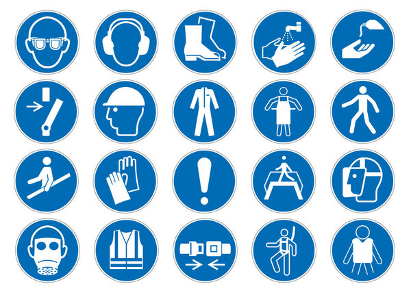 Mandatory sign DIN 7010 vector collection isolated on white background