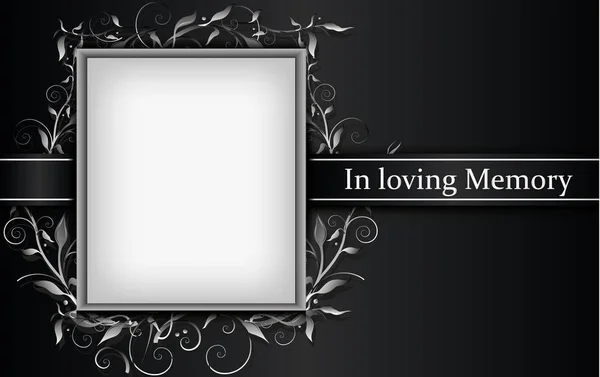 Mourning Card Photo Frame Floral Effect — Stock Vector