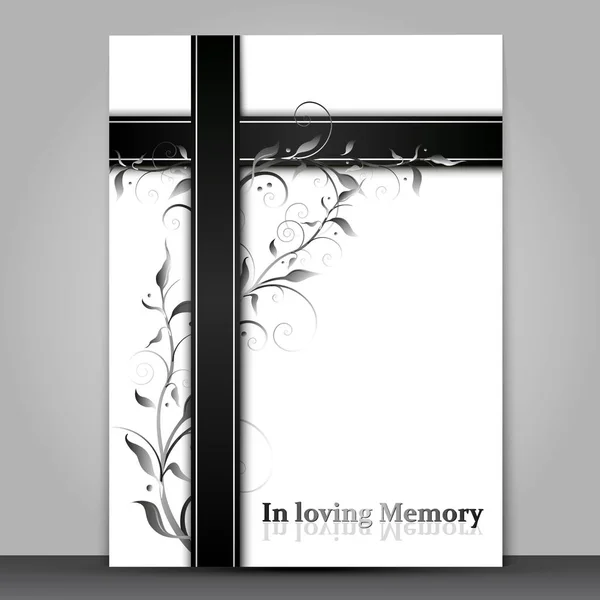 Carte Deuil Avec Ornement Effet Texte Loving Memory Isolé Sur — Image vectorielle