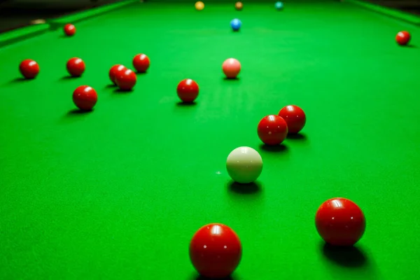Snooker Koule Zelené Kulečníkového Stolu — Stock fotografie
