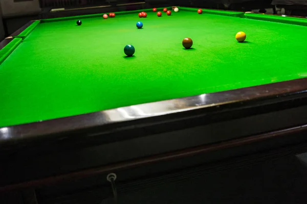 Snooker Table Multicolor Snooker Balls Green Club — Stock Photo, Image