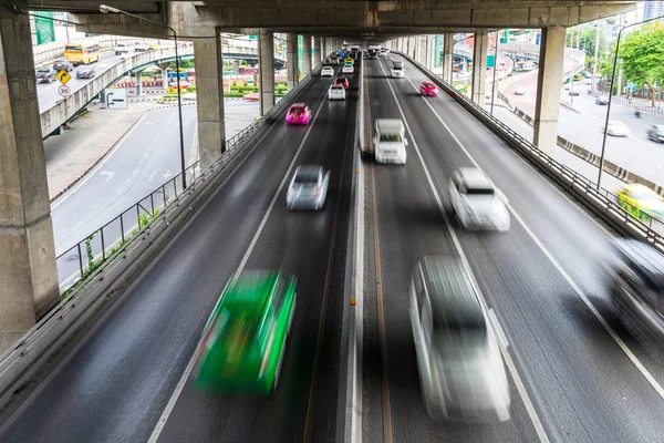 Bewegingsonscherpte Van Auto Weg Stad — Stockfoto