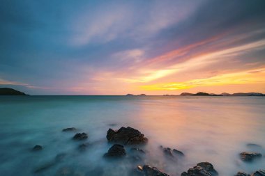 Günbatımı denizde buzlu uzun maruz kalma doz