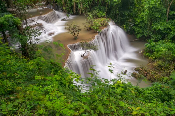 Beautiful Waterfall Deep Forest Huay Mae Kamin Waterfall Kanchanaburi Province — Stock Photo, Image