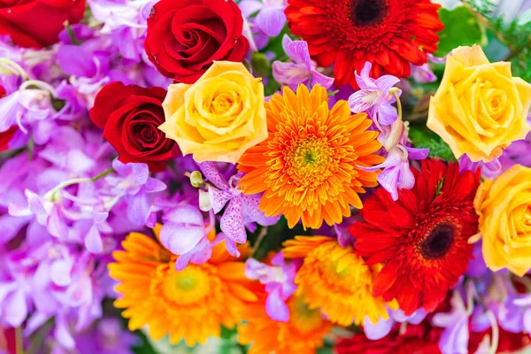 Смешанный Свадебный Цветок Разноцветный Цветочный Фон — стоковое фото