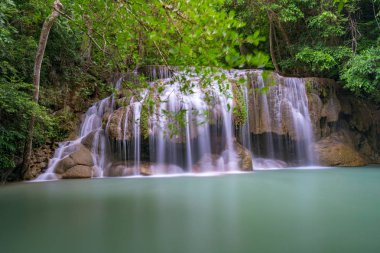 Ormanın derinliklerindeki güzel şelale