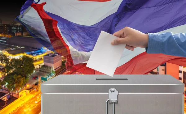 Elections Thailand Hand Putting Voting Paper Elections Democracy Concept — Stock Photo, Image
