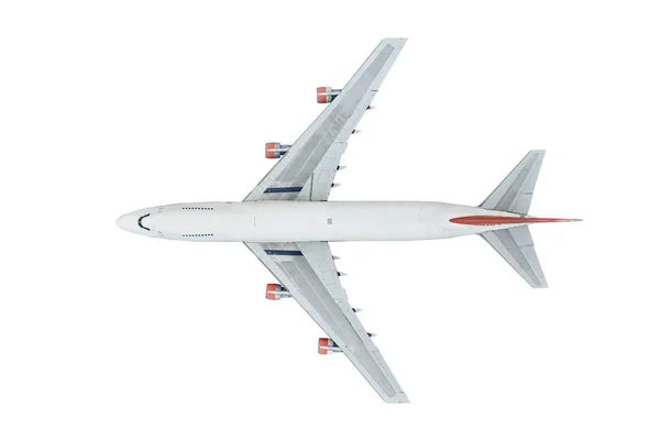Vista aérea superior do avião isolado em fundo branco com cl — Fotografia de Stock