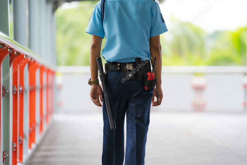 Security guard officers are checking the area