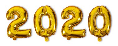 2020 sayı balonu beyaz arka planda izole edildi. Mutlu yıllar.