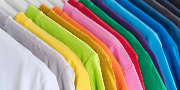 Close Shirts Clothes Hangers White Background — Stock Photo, Image