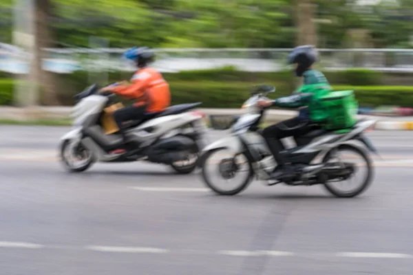 Bangkok Thaïlande Juin 2020 Moto Dans Rue Service Livraison Nourriture — Photo