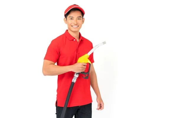Portrait Gas Station Worker Service Isolated White Background — Stock Photo, Image