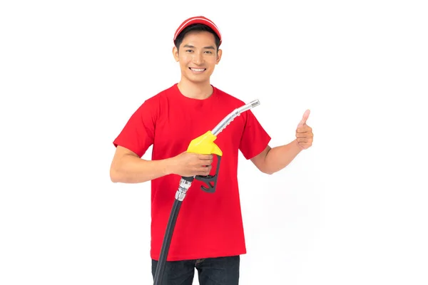 Portrait Gas Station Worker Service Isolated White Background — Stock Photo, Image