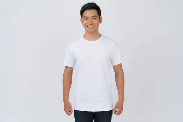 Shirt Design Young Man White Shirt Isolated White Background — Stock Photo, Image