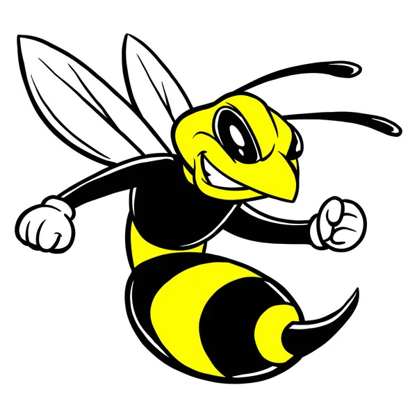 Bee Mascotte Een Vectorillustratie Cartoon Van Bee Mascotte — Stockvector