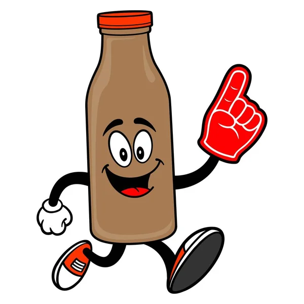 Chocolate Milk Mascot Running Foam Hand Vector Cartoon Illustration Chocolate — Stock Vector