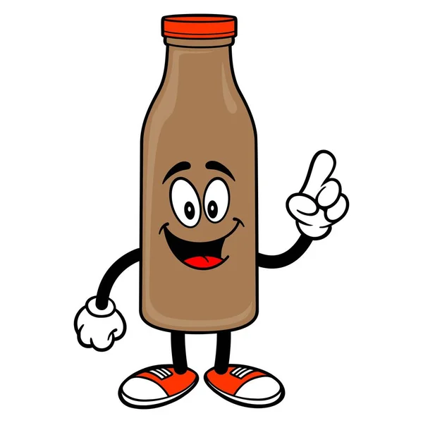 Chocolade Melk Mascotte Pointing Een Vectorillustratie Cartoon Van Een Chocolade — Stockvector